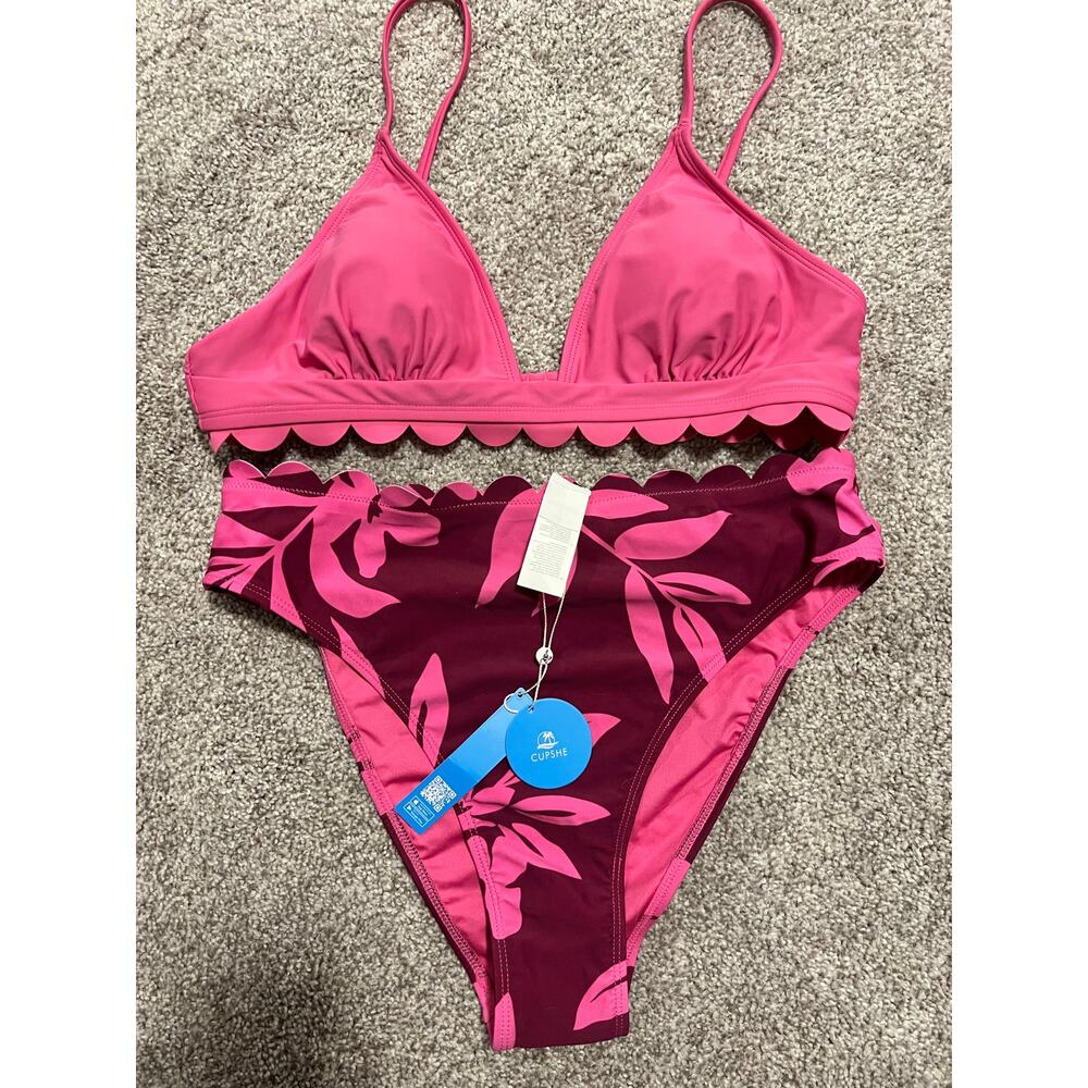 NWT Pink Scalloped Cupshe Two-Piece Swimsuit